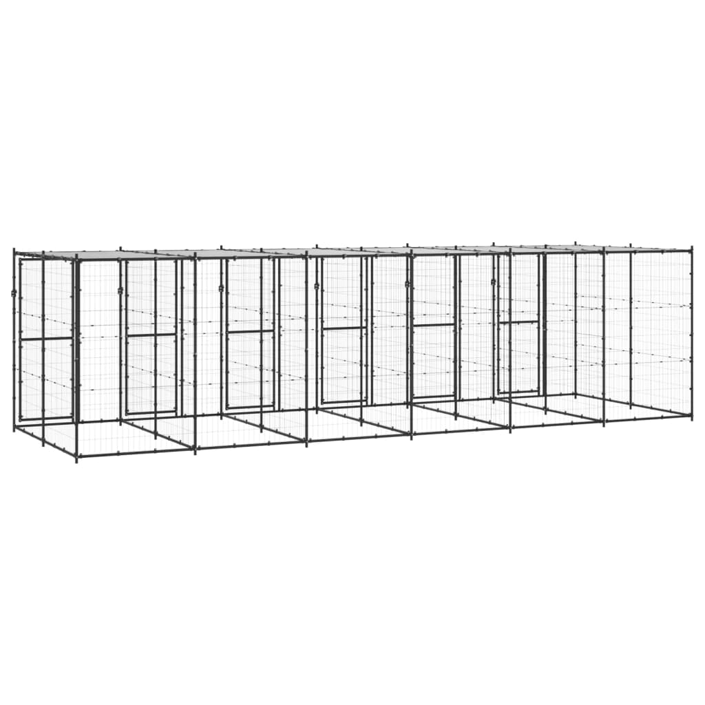 Hondenkennel met dak 14,52 m² staal is nu te koop bij PeponiXL, paradijselijk wonen!