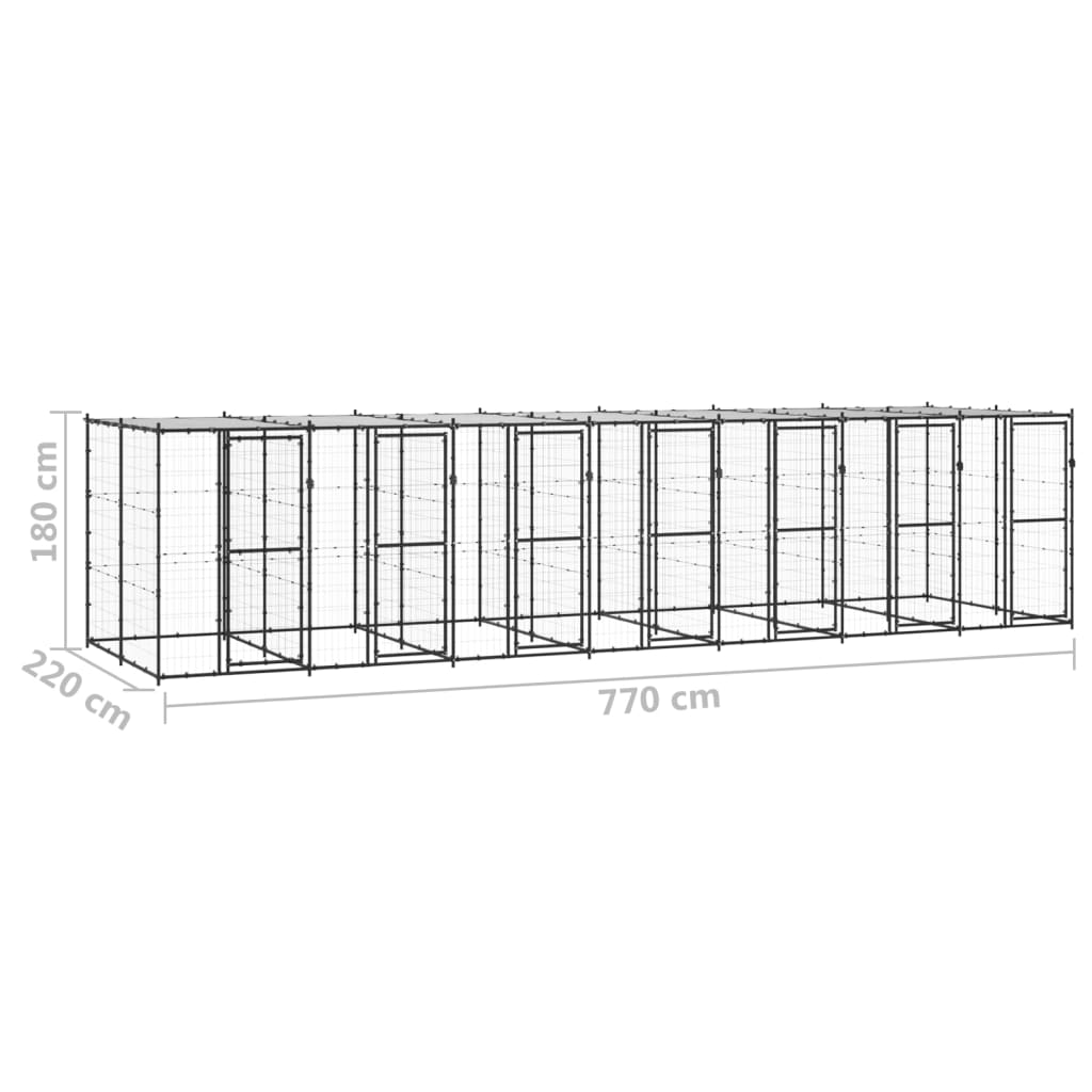 Hondenkennel met dak 16,94 m² staal is nu te koop bij PeponiXL, paradijselijk wonen!