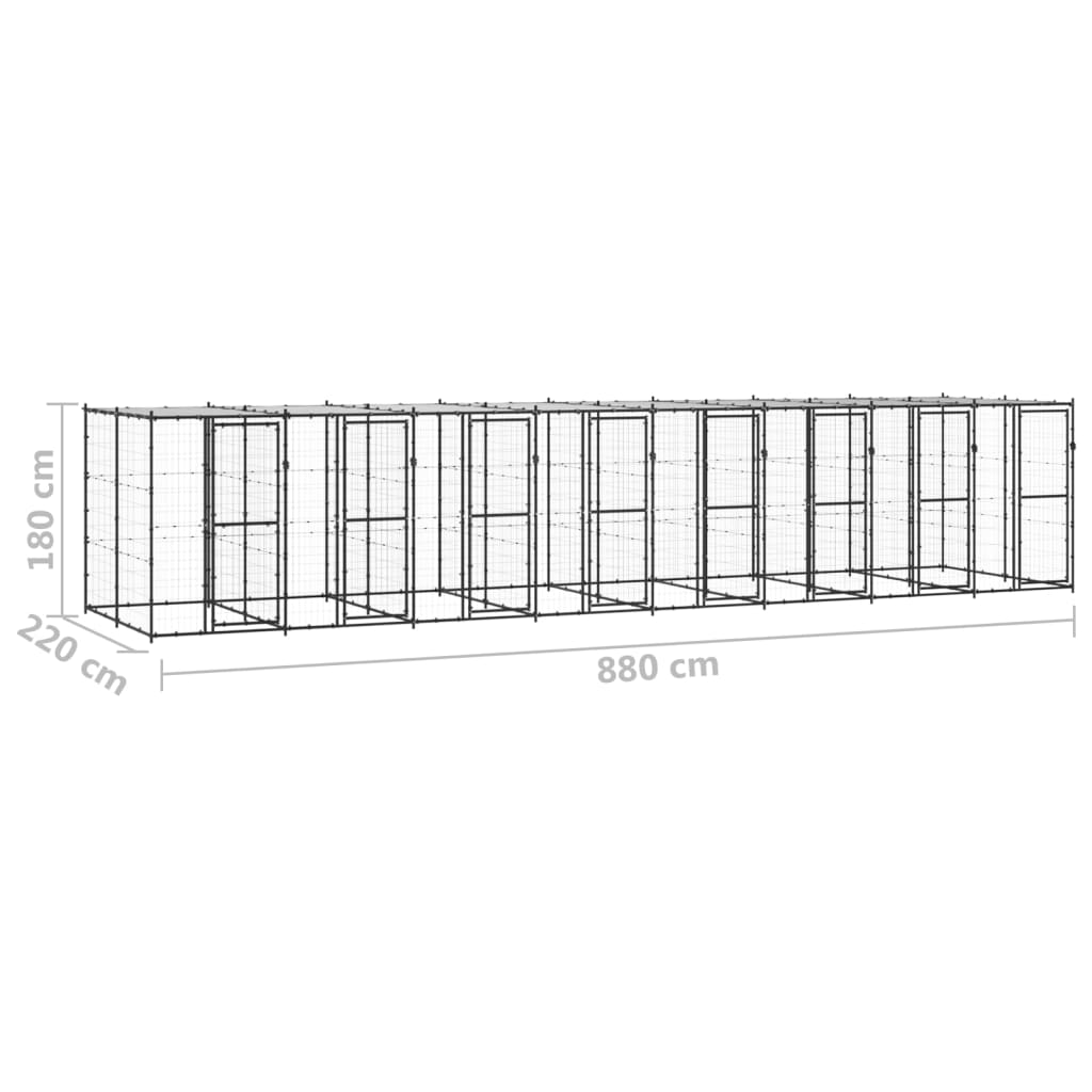 Hondenkennel met dak 19,36 m² staal is nu te koop bij PeponiXL, paradijselijk wonen!