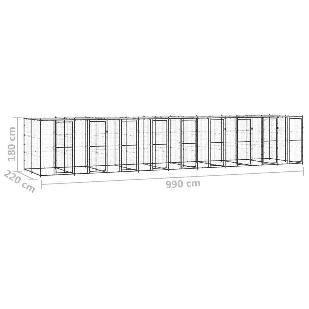 Hondenkennel met dak 21,78 m² staal is nu te koop bij PeponiXL, paradijselijk wonen!