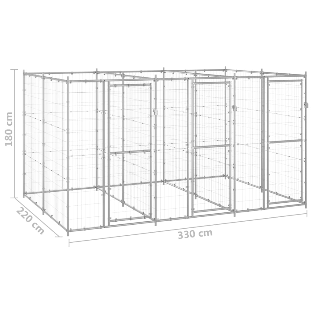 Hondenkennel 7,26 m² gegalvaniseerd staal is nu te koop bij PeponiXL, paradijselijk wonen!