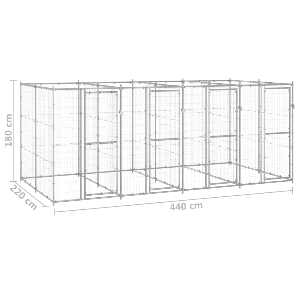 Hondenkennel 9,68 m² gegalvaniseerd staal is nu te koop bij PeponiXL, paradijselijk wonen!