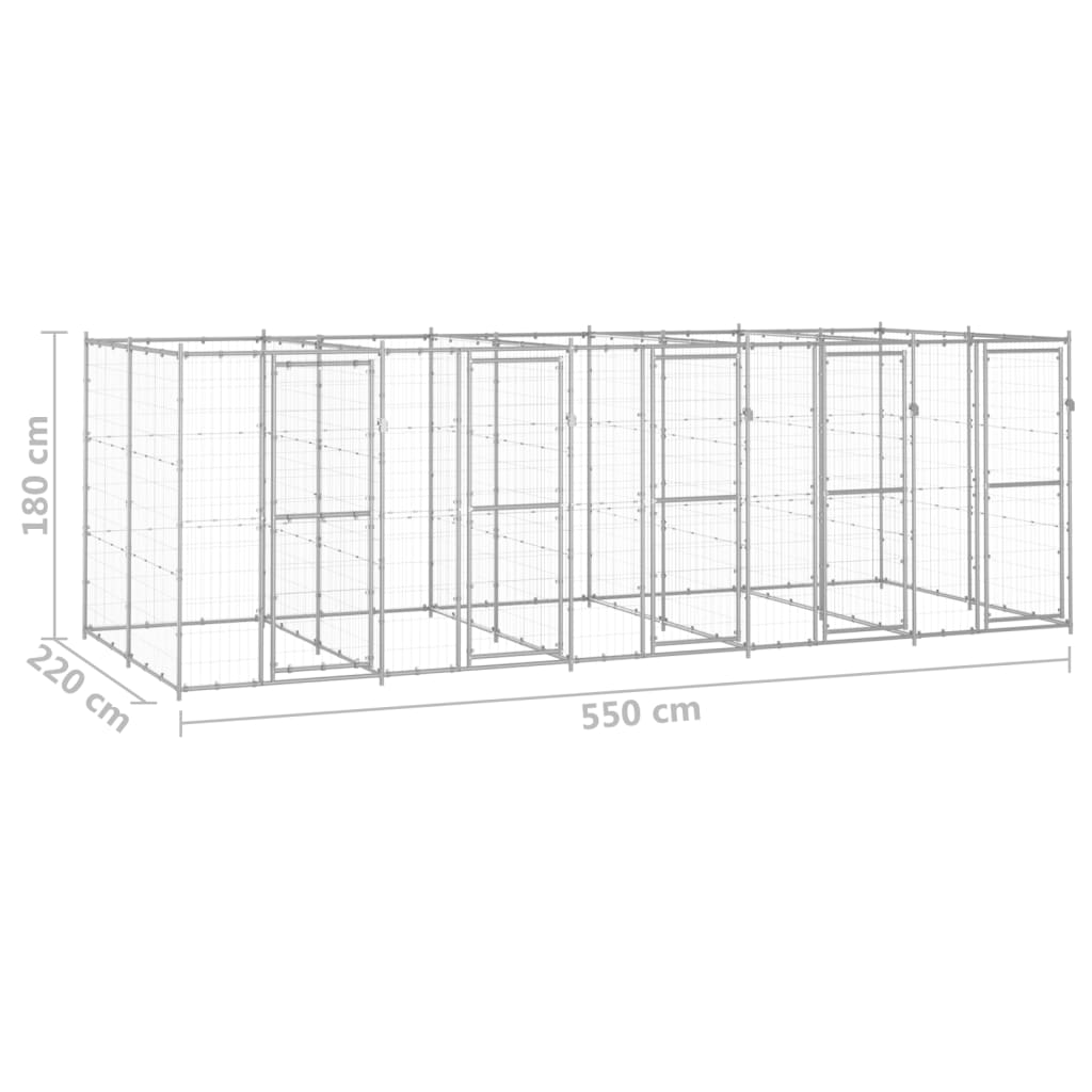 Hondenkennel 12,1 m² gegalvaniseerd staal is nu te koop bij PeponiXL, paradijselijk wonen!