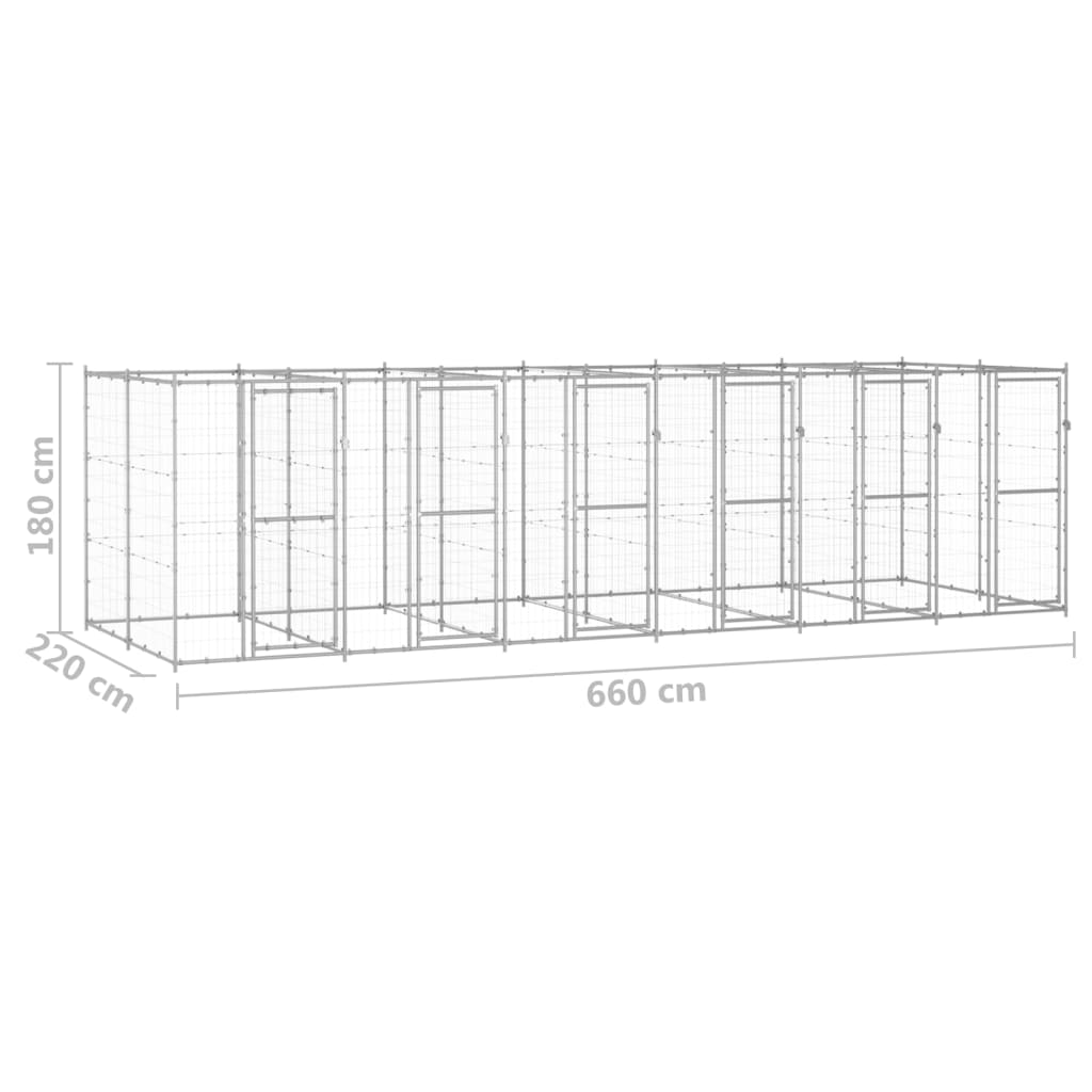 Hondenkennel 14,52 m² gegalvaniseerd staal is nu te koop bij PeponiXL, paradijselijk wonen!