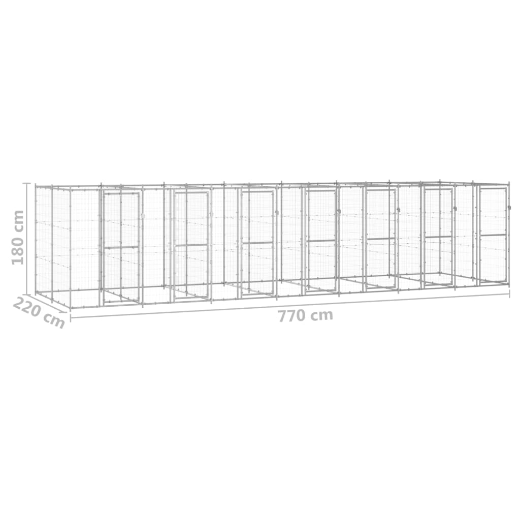 Hondenkennel 16,94 m² gegalvaniseerd staal is nu te koop bij PeponiXL, paradijselijk wonen!