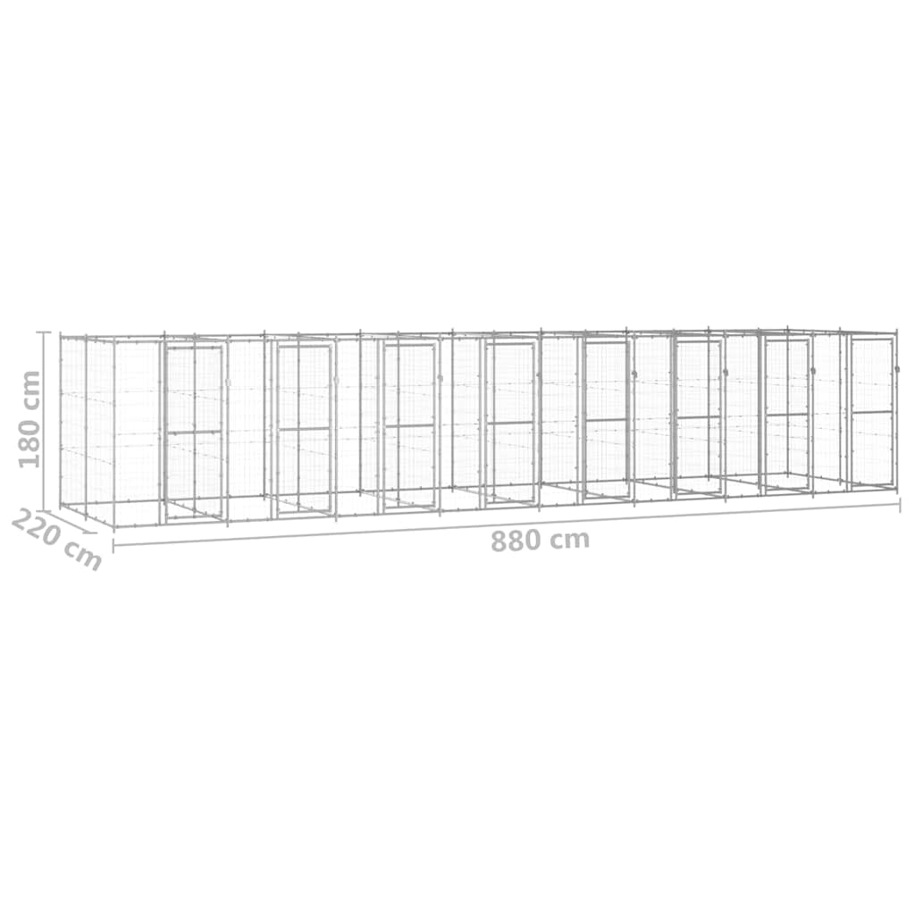 Hondenkennel 19,36 m² gegalvaniseerd staal is nu te koop bij PeponiXL, paradijselijk wonen!