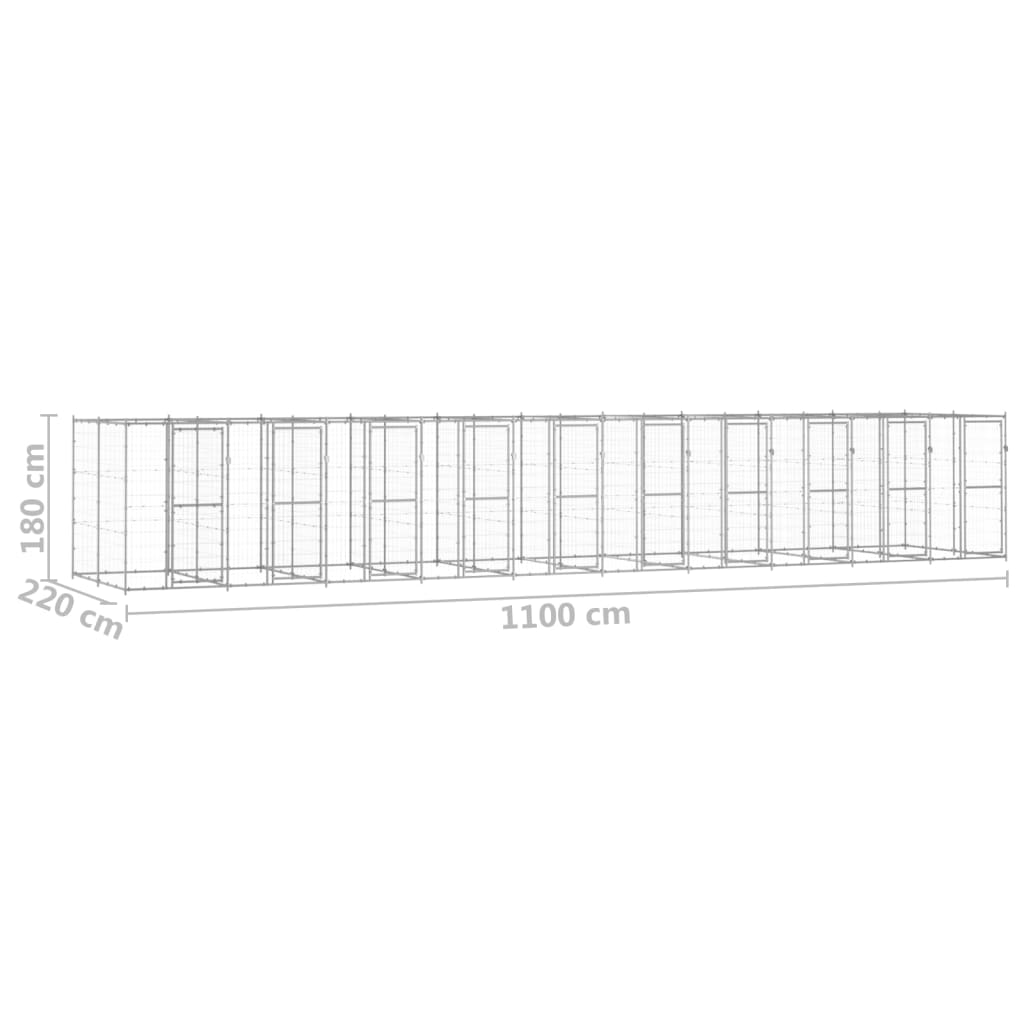 Hondenkennel 24,2 m² gegalvaniseerd staal is nu te koop bij PeponiXL, paradijselijk wonen!