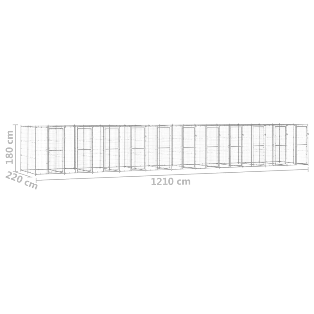 Hondenkennel 26,62 m² gegalvaniseerd staal is nu te koop bij PeponiXL, paradijselijk wonen!
