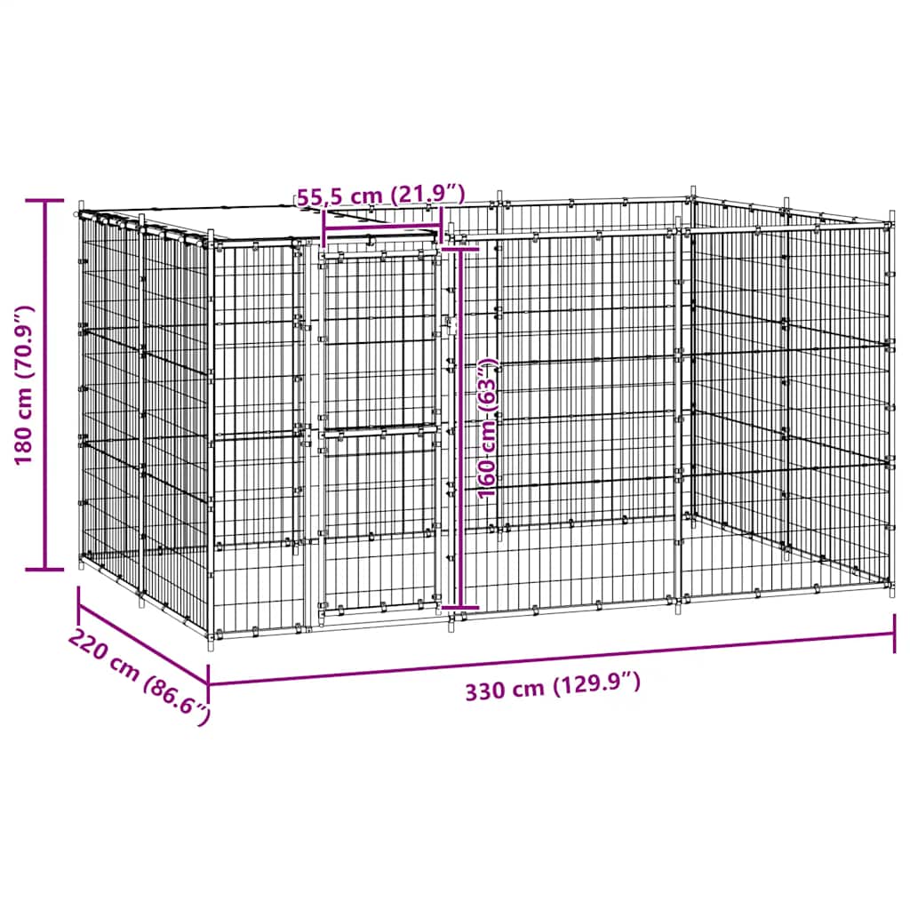 Hondenkennel met dak 7,26 m² staal is nu te koop bij PeponiXL, paradijselijk wonen!