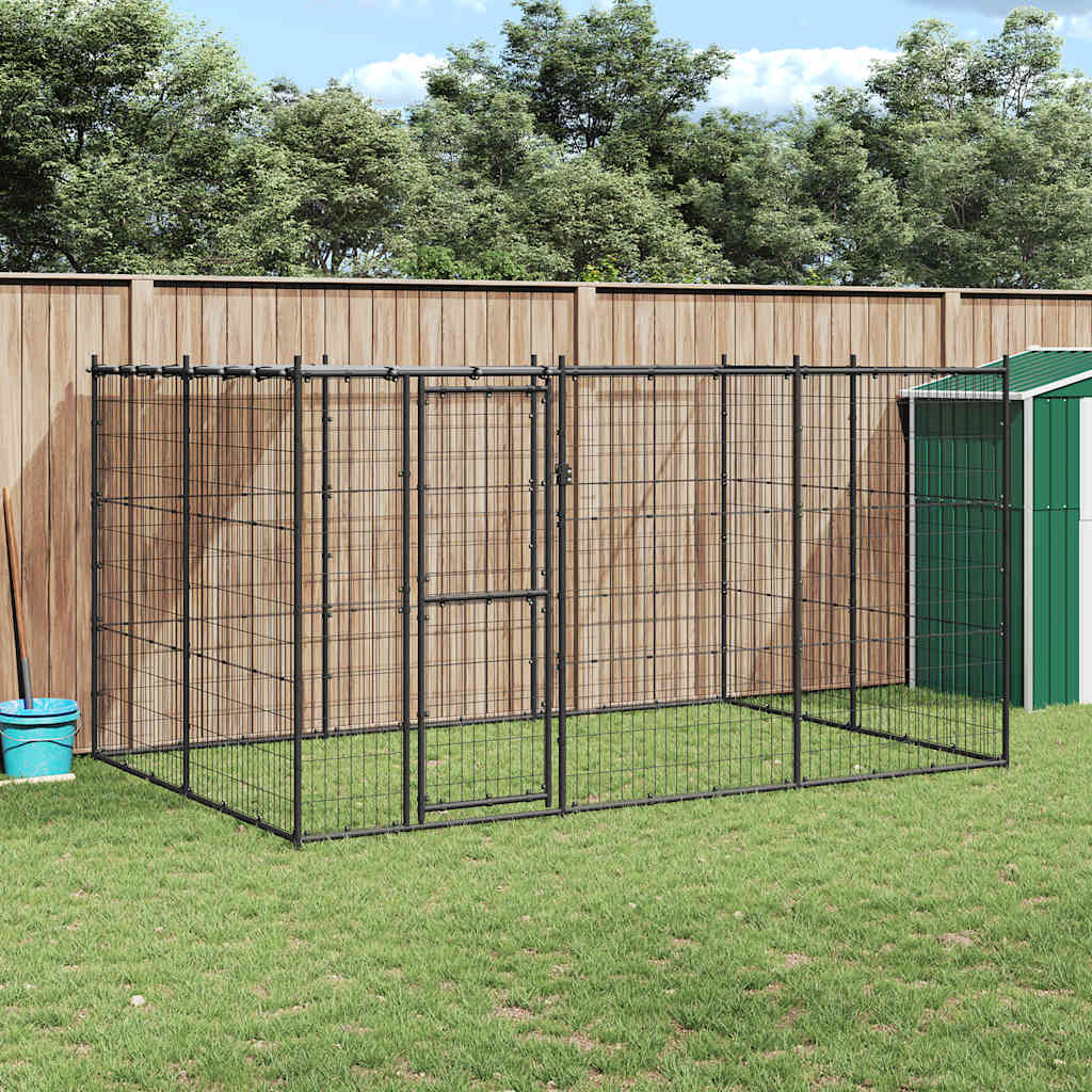 Hondenkennel met dak 7,26 m² staal is nu te koop bij PeponiXL, paradijselijk wonen!