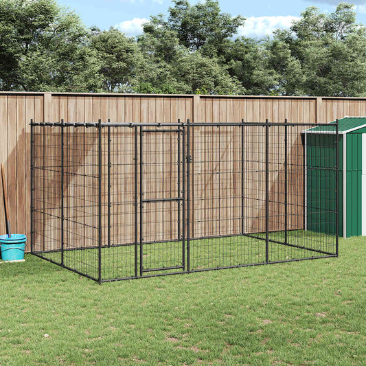 Hondenkennel met dak 7,26 m² staal is nu te koop bij PeponiXL, paradijselijk wonen!