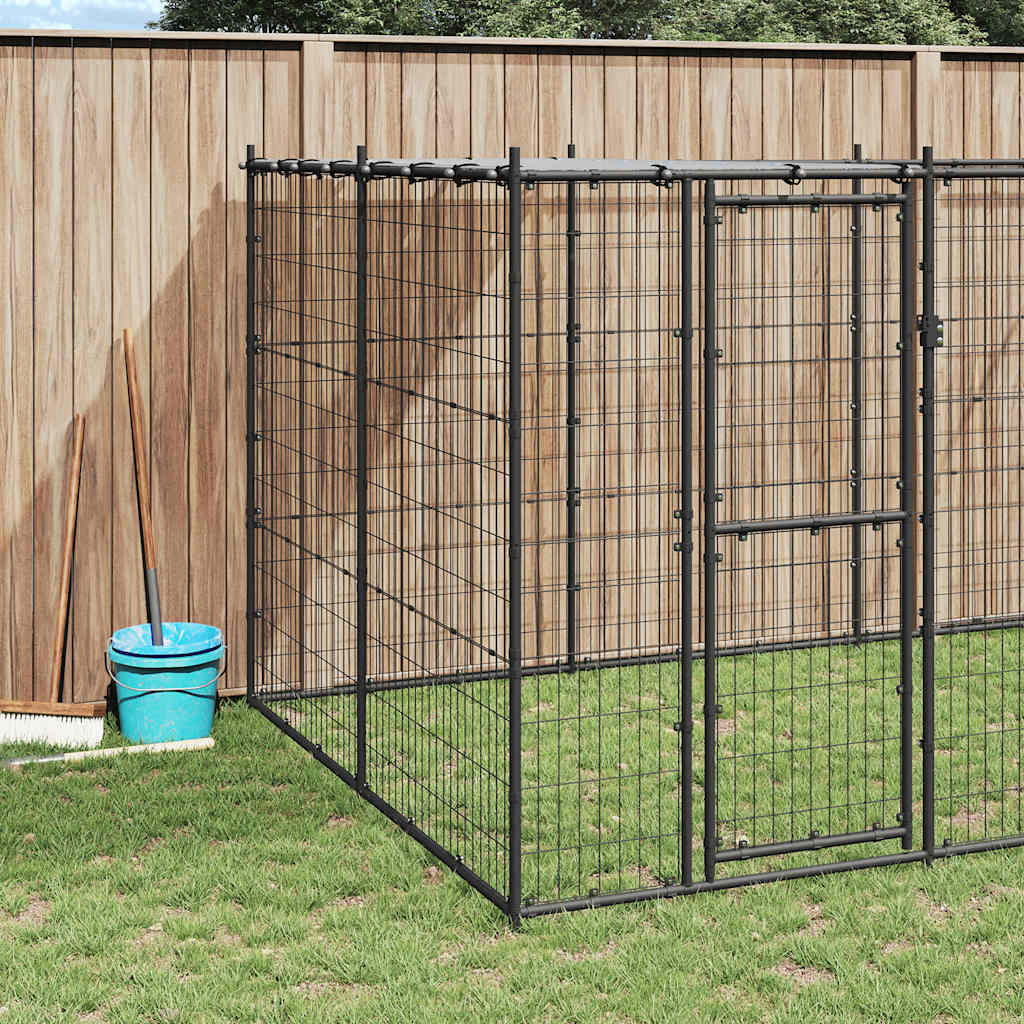 Hondenkennel met dak 12,1 m² staal is nu te koop bij PeponiXL, paradijselijk wonen!