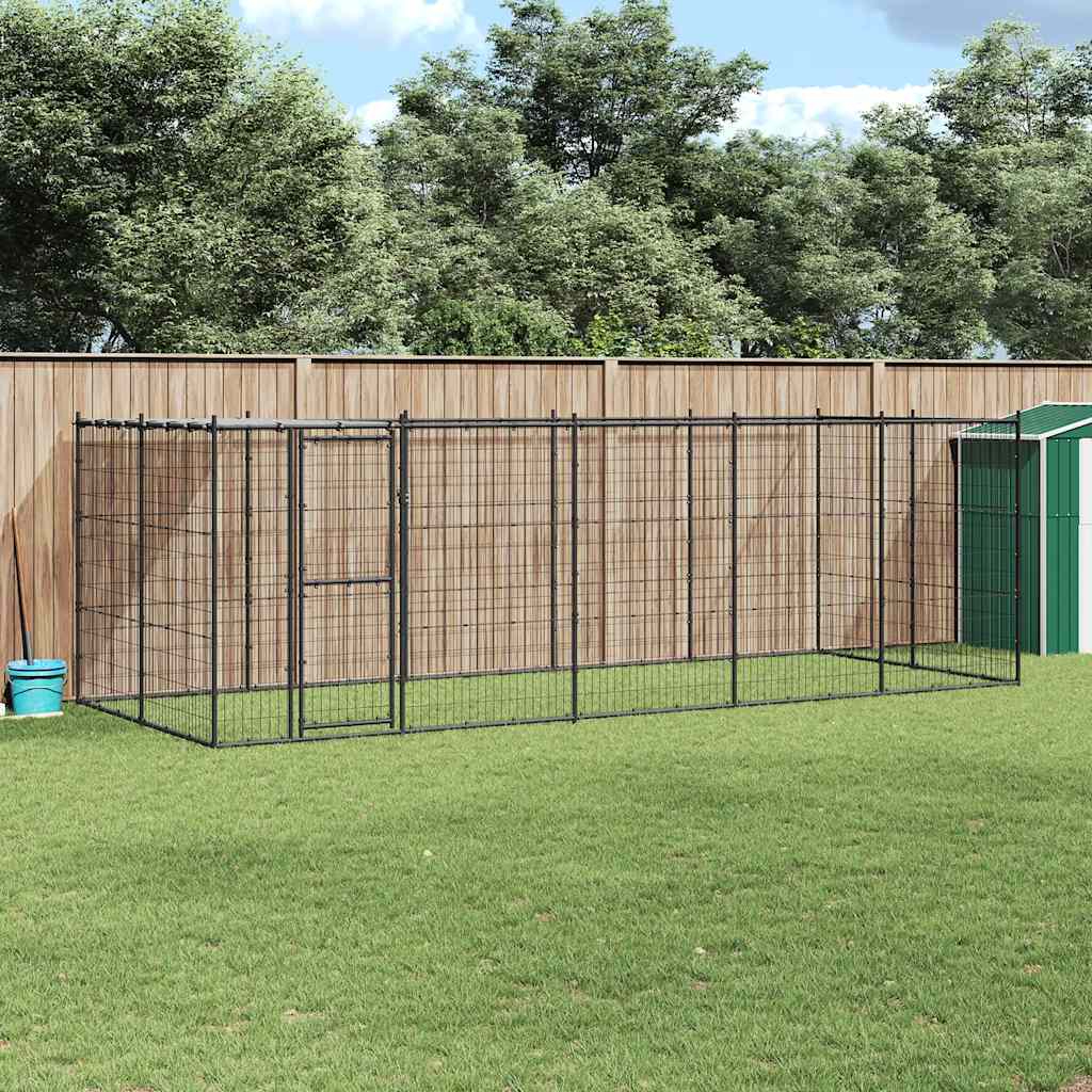 Hondenkennel met dak 12,1 m² staal is nu te koop bij PeponiXL, paradijselijk wonen!