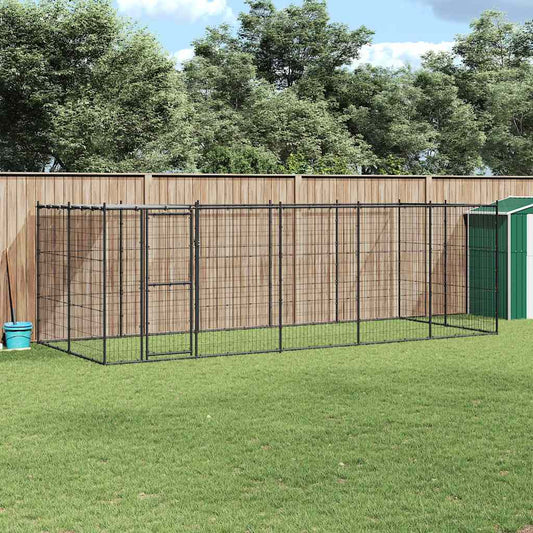 Hondenkennel met dak 12,1 m² staal is nu te koop bij PeponiXL, paradijselijk wonen!