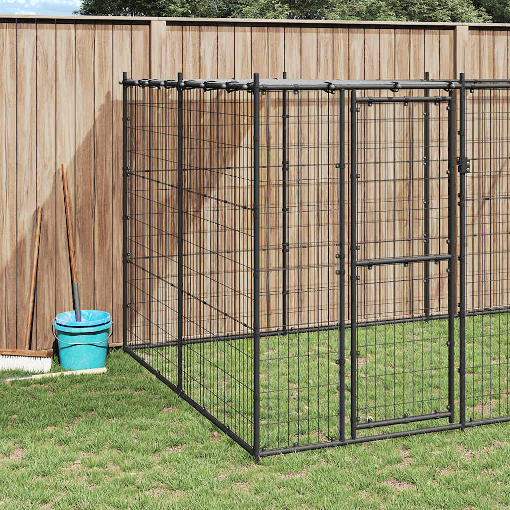 Hondenkennel met dak 16,94 m² staal is nu te koop bij PeponiXL, paradijselijk wonen!