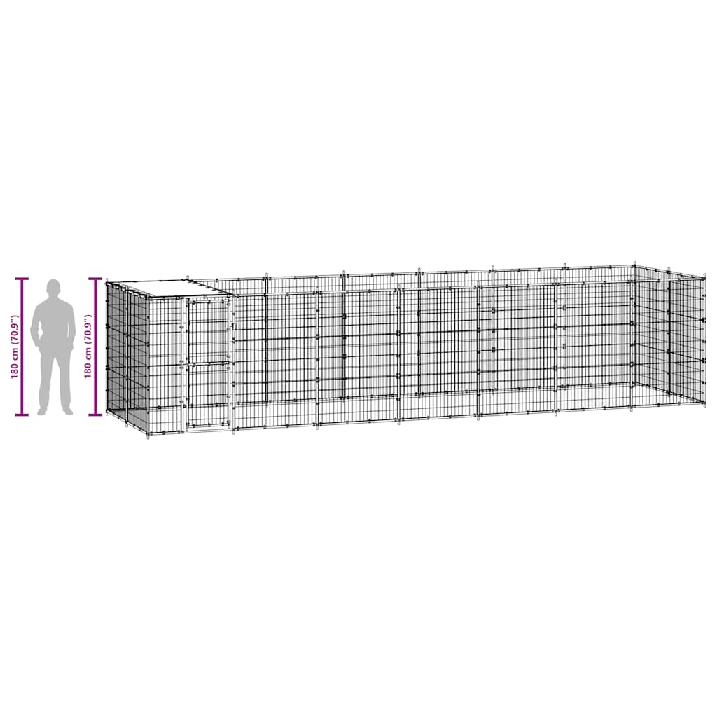 Hondenkennel met dak 16,94 m² staal is nu te koop bij PeponiXL, paradijselijk wonen!