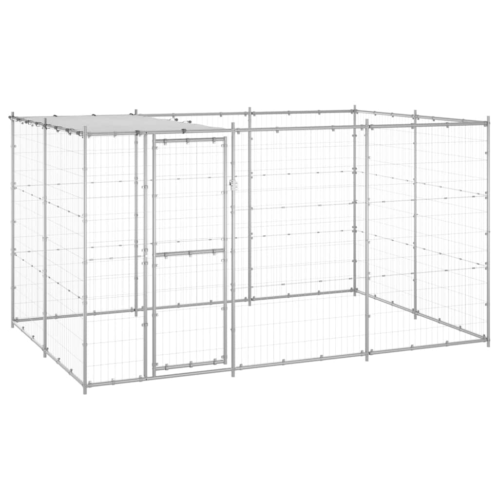Hondenkennel met dak 7,26 m² gegalvaniseerd staal is nu te koop bij PeponiXL, paradijselijk wonen!