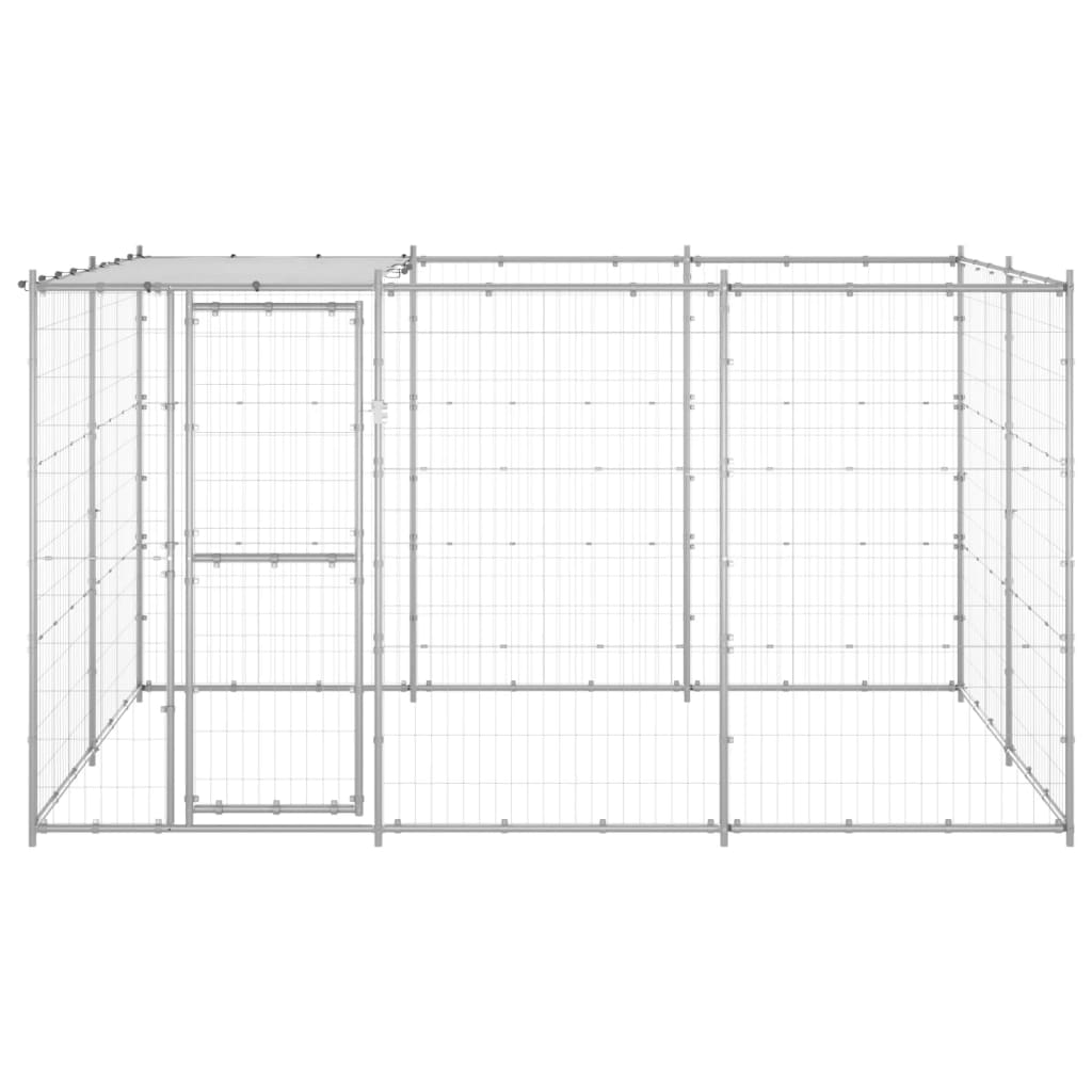 Hondenkennel met dak 7,26 m² gegalvaniseerd staal is nu te koop bij PeponiXL, paradijselijk wonen!