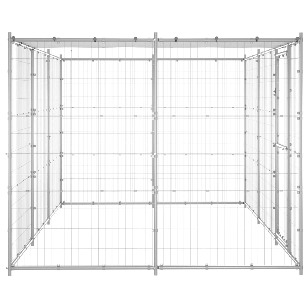 Hondenkennel met dak 7,26 m² gegalvaniseerd staal is nu te koop bij PeponiXL, paradijselijk wonen!