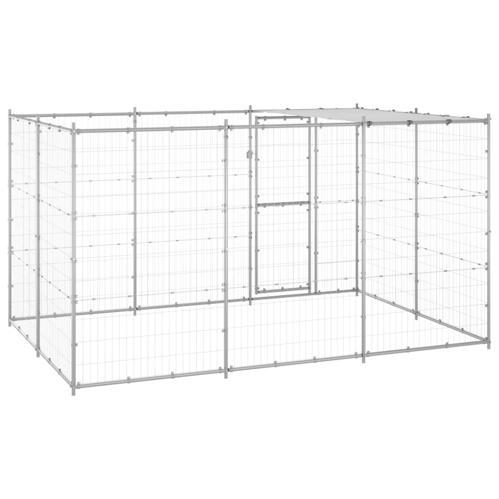 Hondenkennel met dak 7,26 m² gegalvaniseerd staal is nu te koop bij PeponiXL, paradijselijk wonen!