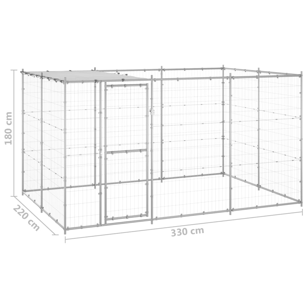 Hondenkennel met dak 7,26 m² gegalvaniseerd staal is nu te koop bij PeponiXL, paradijselijk wonen!
