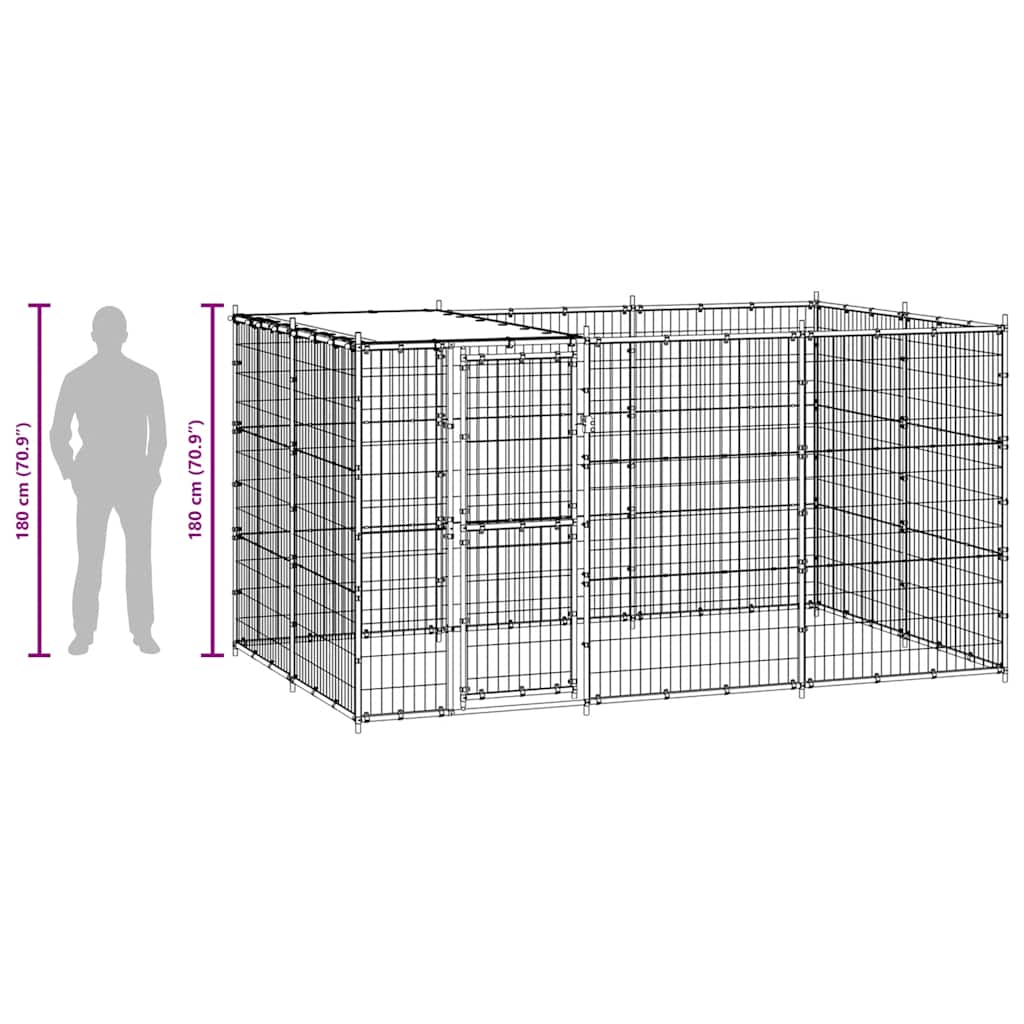 Hondenkennel met dak 7,26 m² gegalvaniseerd staal is nu te koop bij PeponiXL, paradijselijk wonen!