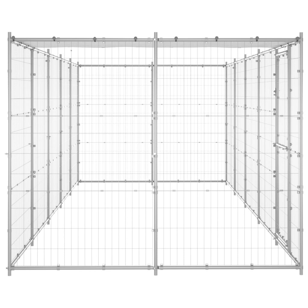 Hondenkennel met dak 12,1 m² gegalvaniseerd staal is nu te koop bij PeponiXL, paradijselijk wonen!