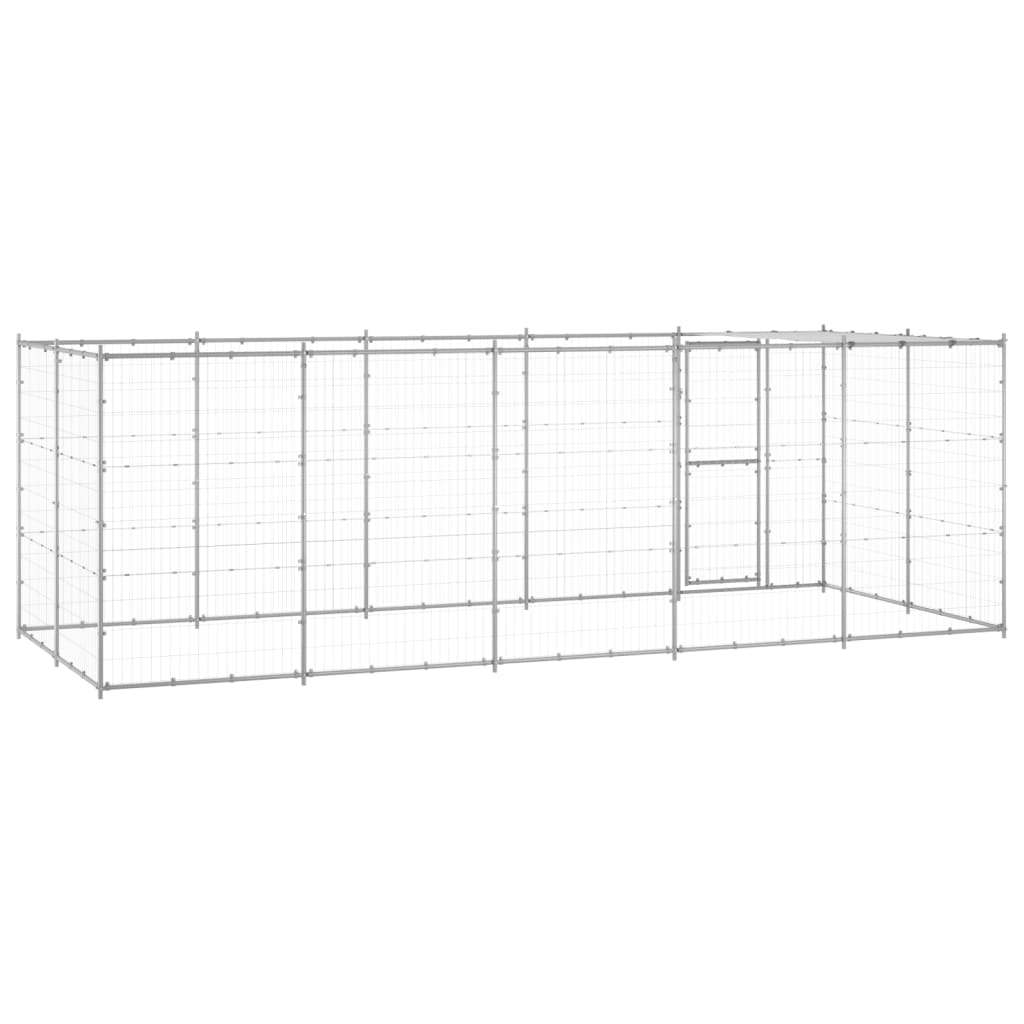 Hondenkennel met dak 12,1 m² gegalvaniseerd staal is nu te koop bij PeponiXL, paradijselijk wonen!