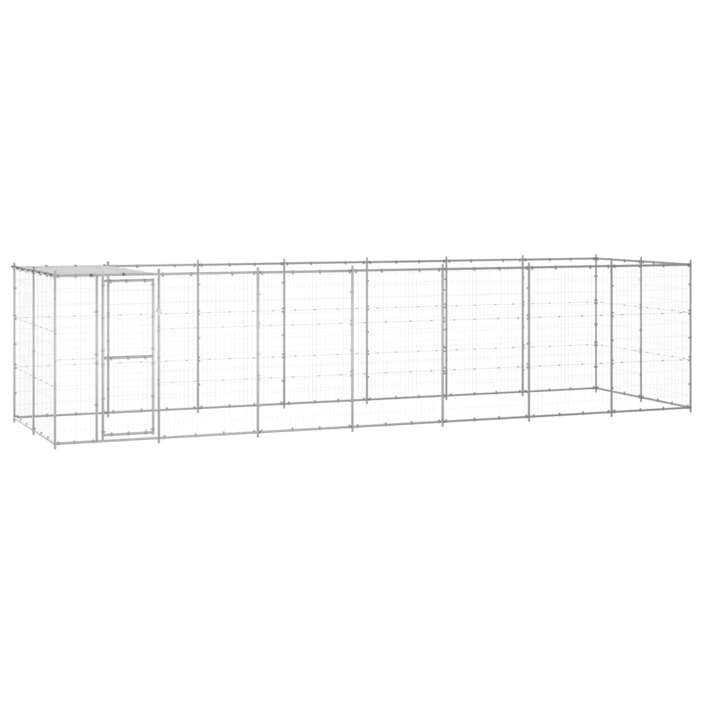 Hondenkennel met dak 16,94 m² gegalvaniseerd staal is nu te koop bij PeponiXL, paradijselijk wonen!