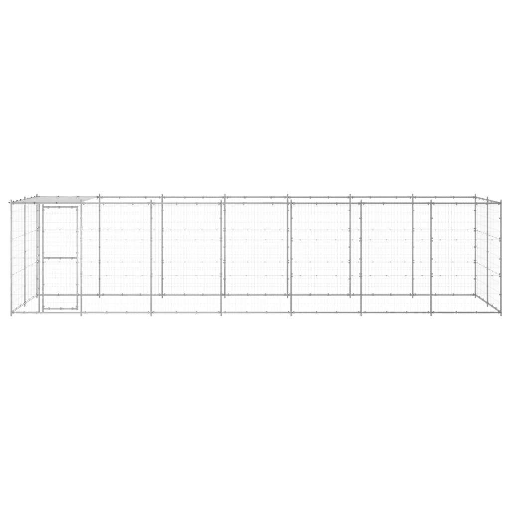 Hondenkennel met dak 16,94 m² gegalvaniseerd staal is nu te koop bij PeponiXL, paradijselijk wonen!