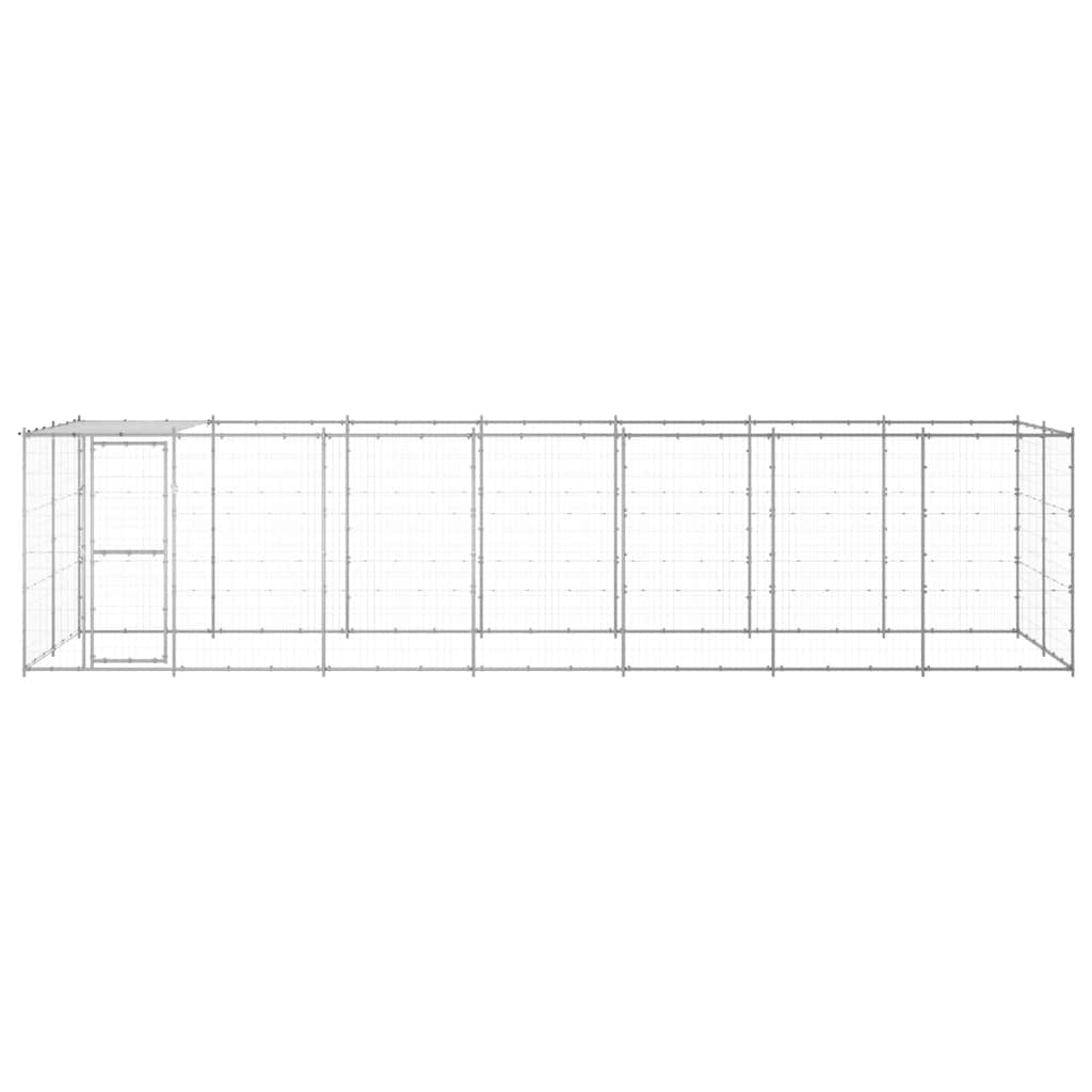 Hondenkennel met dak 16,94 m² gegalvaniseerd staal is nu te koop bij PeponiXL, paradijselijk wonen!