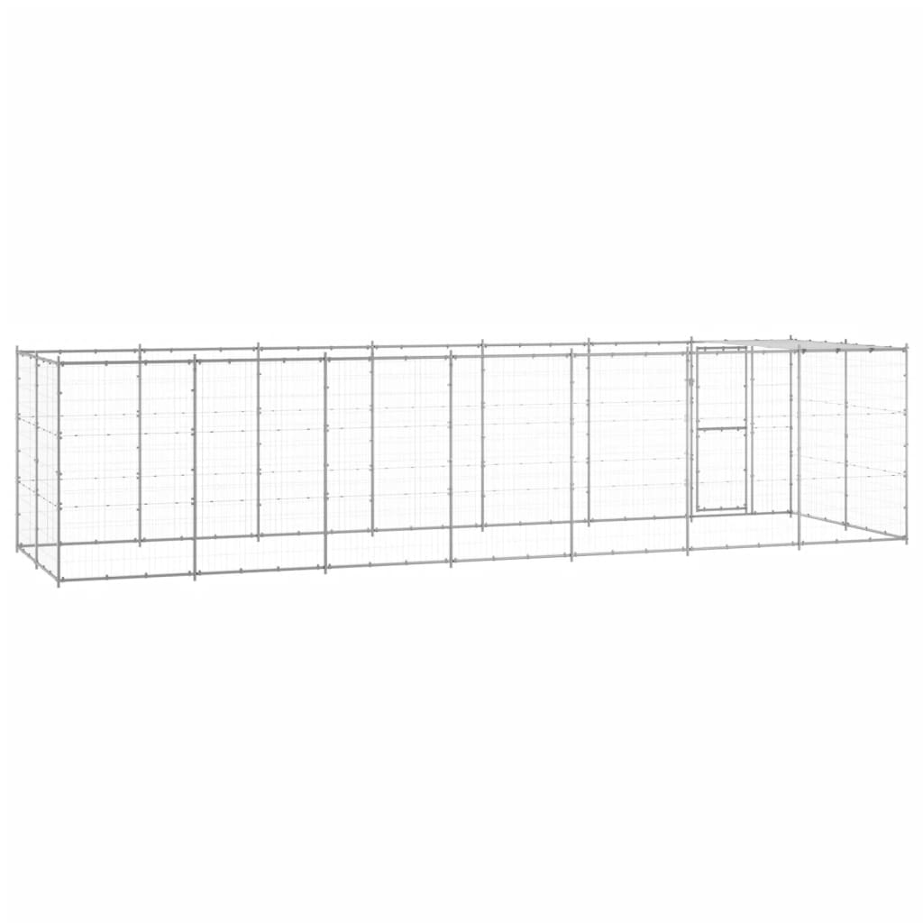Hondenkennel met dak 16,94 m² gegalvaniseerd staal is nu te koop bij PeponiXL, paradijselijk wonen!