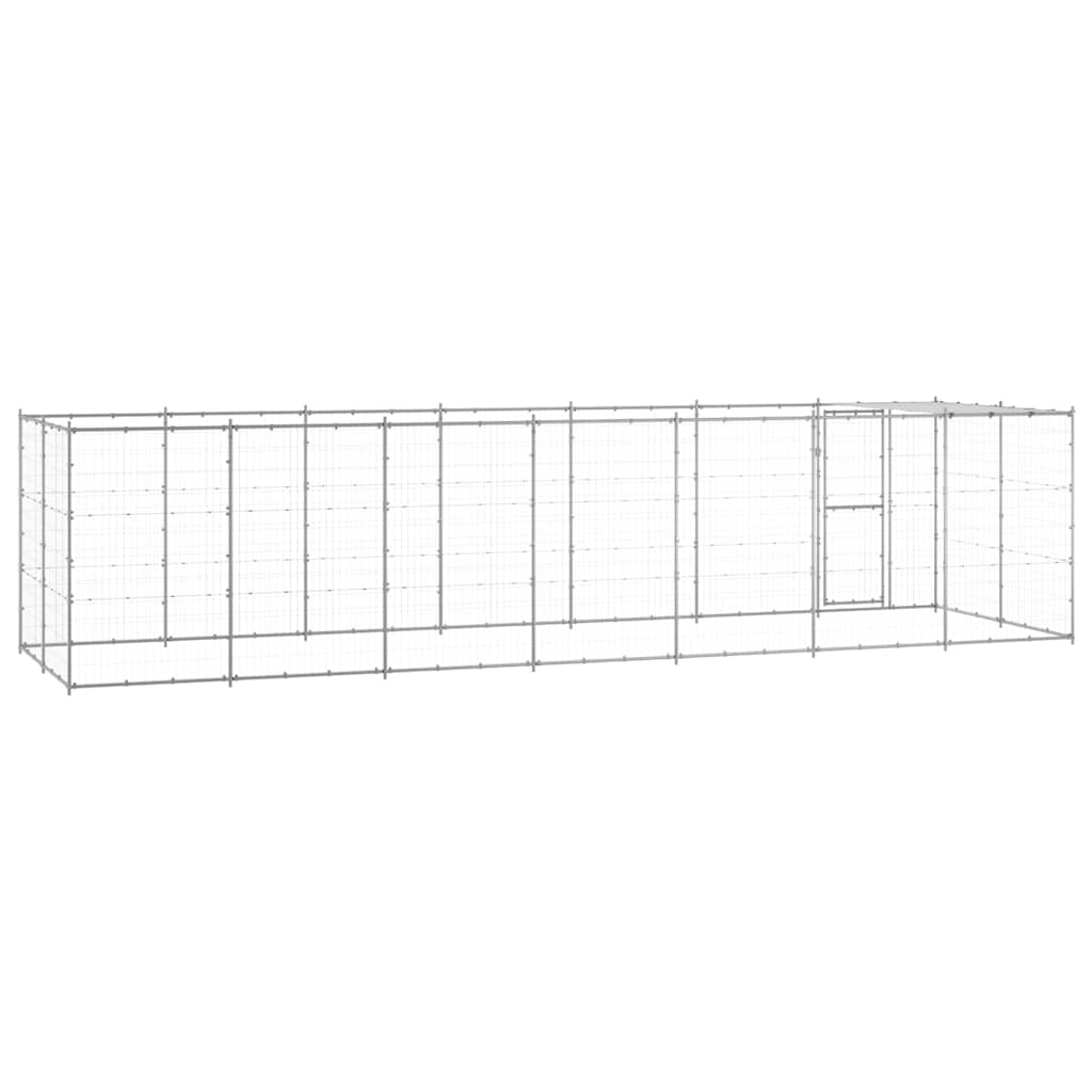 Hondenkennel met dak 16,94 m² gegalvaniseerd staal is nu te koop bij PeponiXL, paradijselijk wonen!