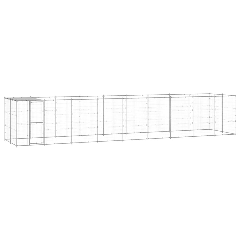 Hondenkennel met dak 21,78 m² gegalvaniseerd staal is nu te koop bij PeponiXL, paradijselijk wonen!