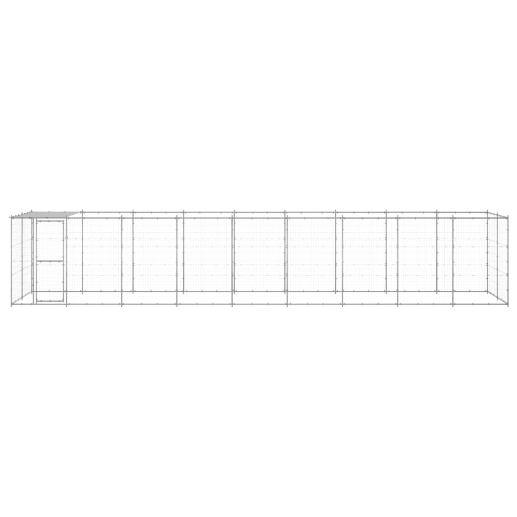 Hondenkennel met dak 21,78 m² gegalvaniseerd staal is nu te koop bij PeponiXL, paradijselijk wonen!