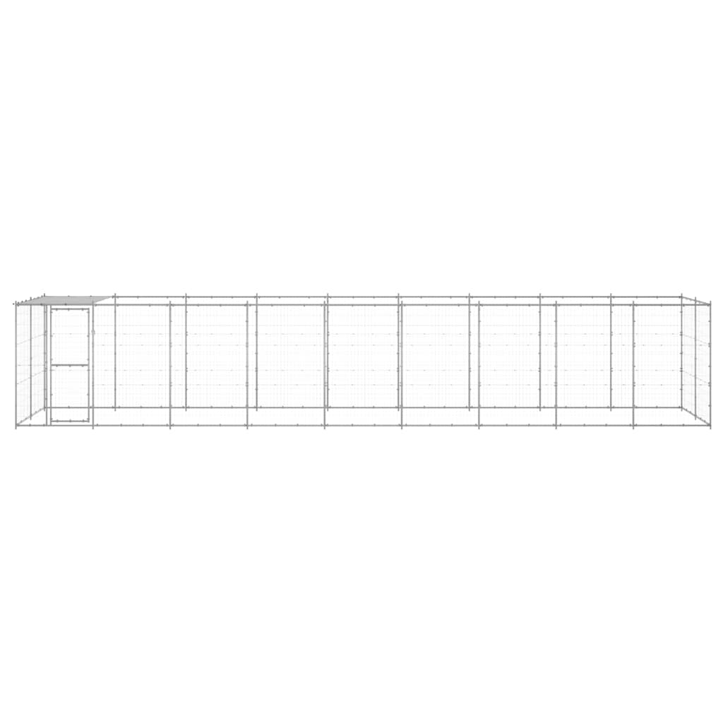 Hondenkennel met dak 21,78 m² gegalvaniseerd staal is nu te koop bij PeponiXL, paradijselijk wonen!