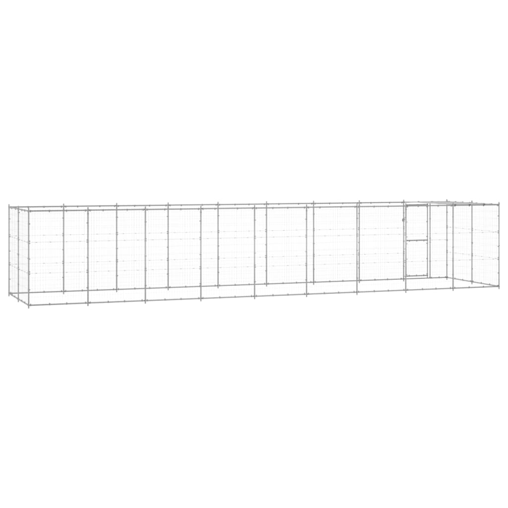 Hondenkennel met dak 21,78 m² gegalvaniseerd staal is nu te koop bij PeponiXL, paradijselijk wonen!
