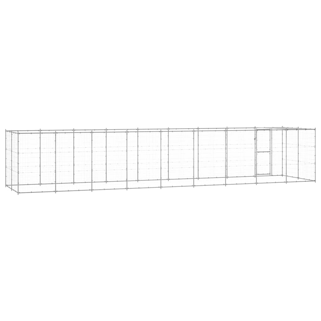 Hondenkennel met dak 21,78 m² gegalvaniseerd staal is nu te koop bij PeponiXL, paradijselijk wonen!