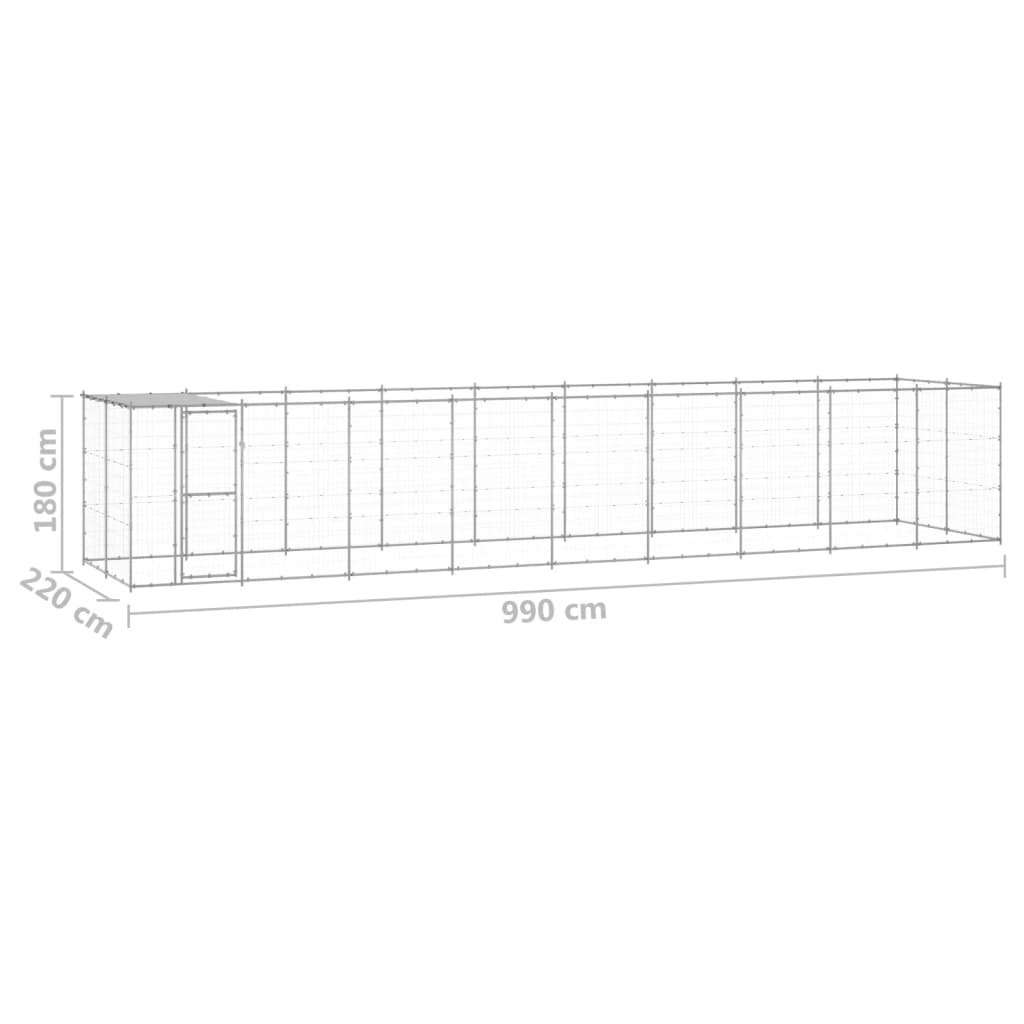 Hondenkennel met dak 21,78 m² gegalvaniseerd staal is nu te koop bij PeponiXL, paradijselijk wonen!