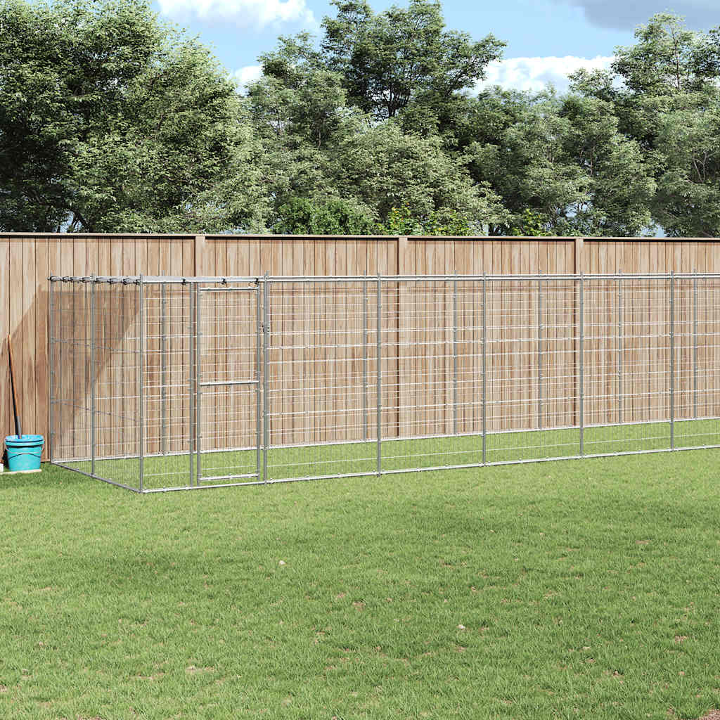 Hondenkennel met dak 21,78 m² gegalvaniseerd staal is nu te koop bij PeponiXL, paradijselijk wonen!