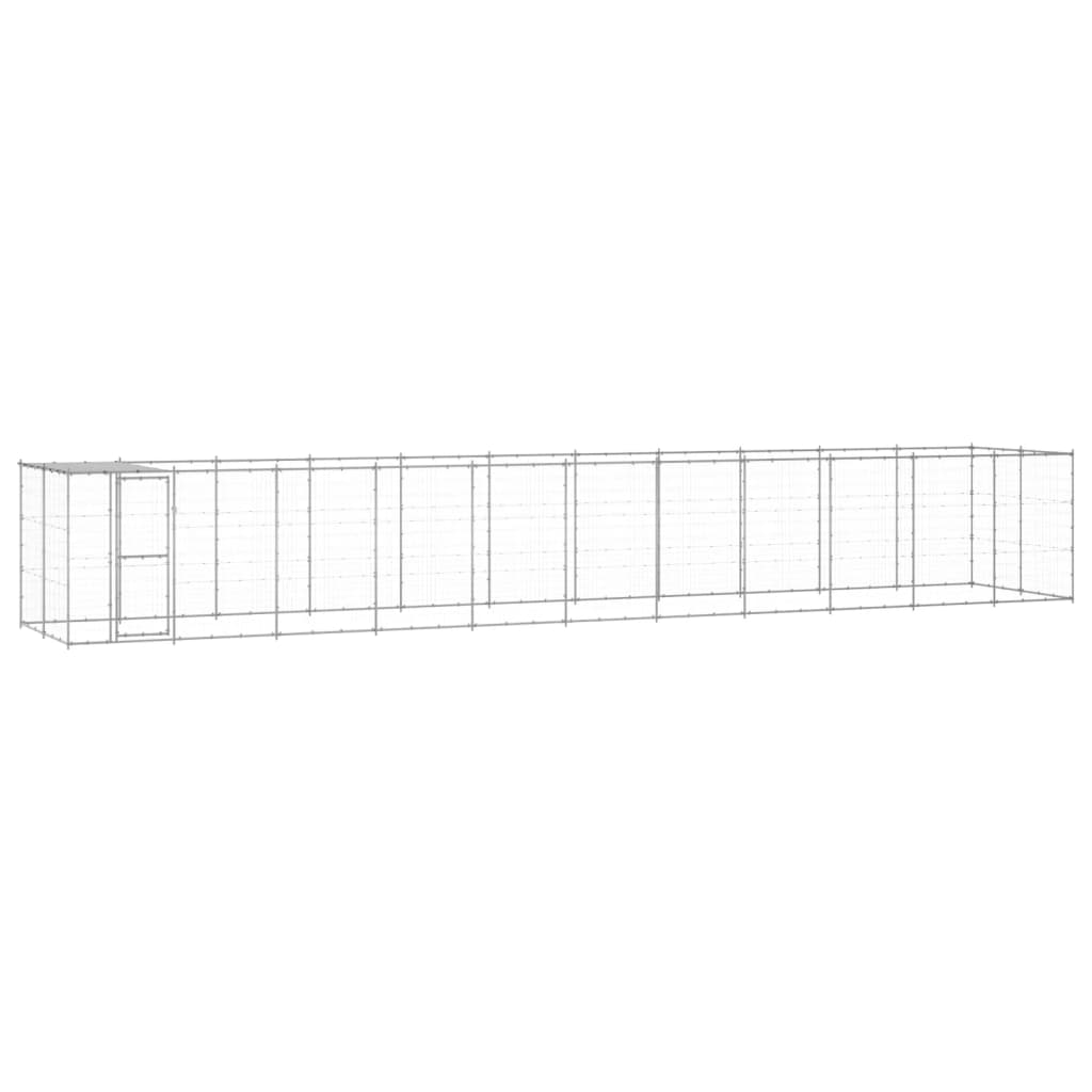 Hondenkennel met dak 26,62 m² gegalvaniseerd staal is nu te koop bij PeponiXL, paradijselijk wonen!