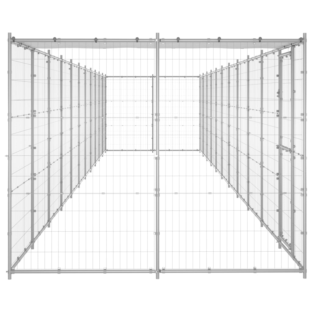 Hondenkennel met dak 26,62 m² gegalvaniseerd staal is nu te koop bij PeponiXL, paradijselijk wonen!