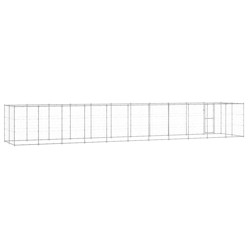 Hondenkennel met dak 26,62 m² gegalvaniseerd staal is nu te koop bij PeponiXL, paradijselijk wonen!
