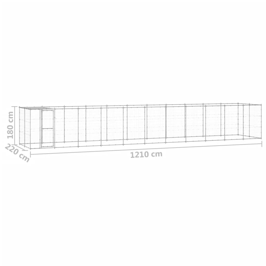 Hondenkennel met dak 26,62 m² gegalvaniseerd staal is nu te koop bij PeponiXL, paradijselijk wonen!