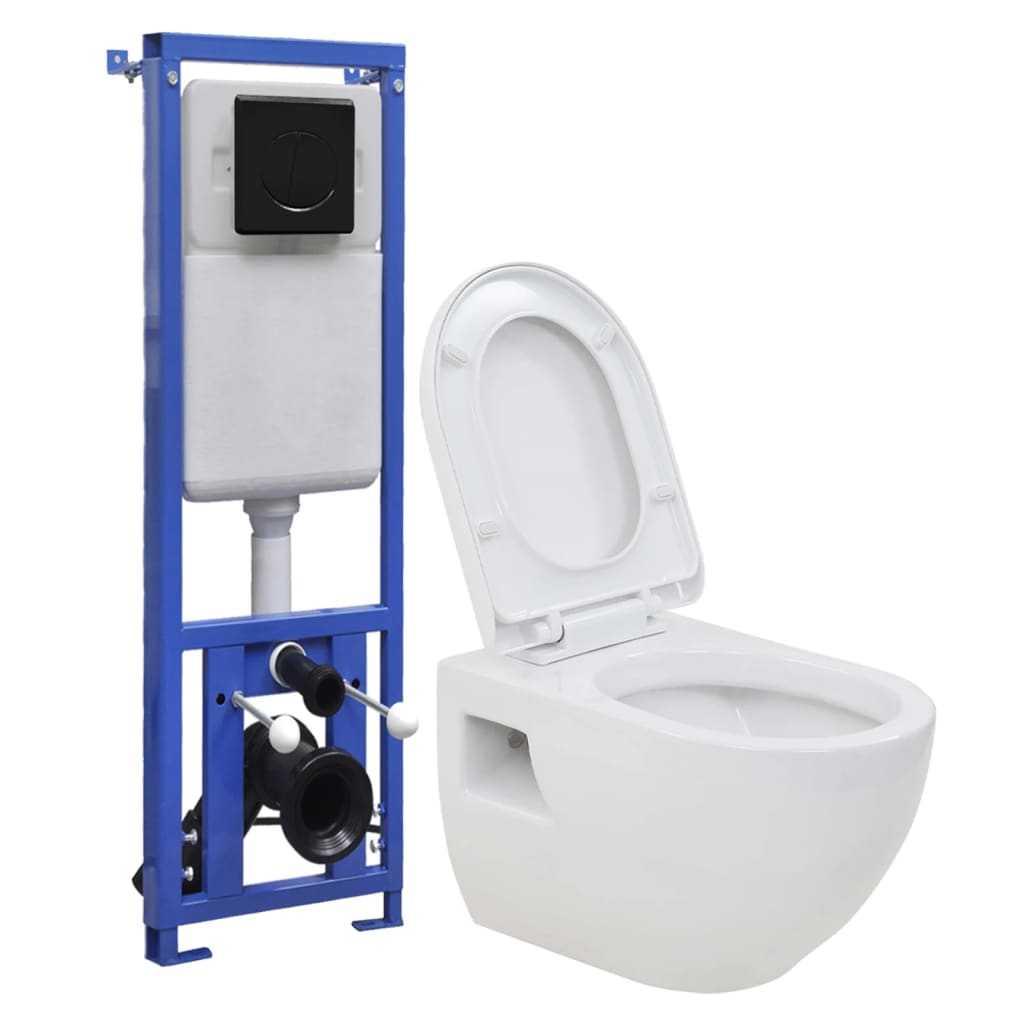 Hangend toilet met hoge verbogen stortbak keramiek is nu te koop bij PeponiXL, paradijselijk wonen!