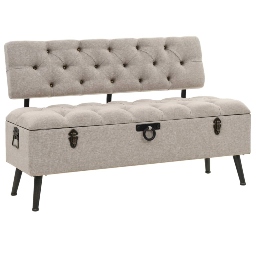 Opbergbank met rugleuning 110 cm stof crèmekleurig is nu te koop bij PeponiXL, paradijselijk wonen!