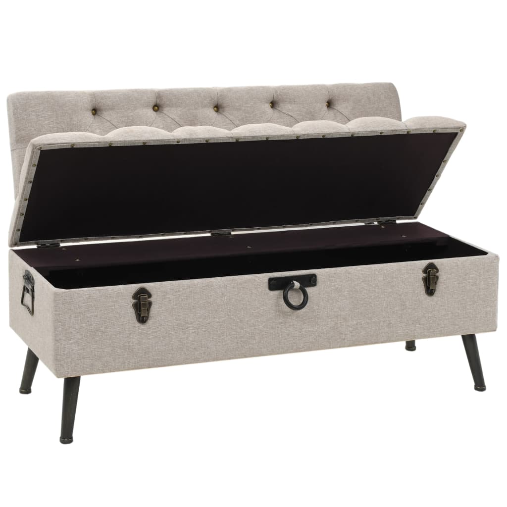 Opbergbank met rugleuning 110 cm stof crèmekleurig is nu te koop bij PeponiXL, paradijselijk wonen!