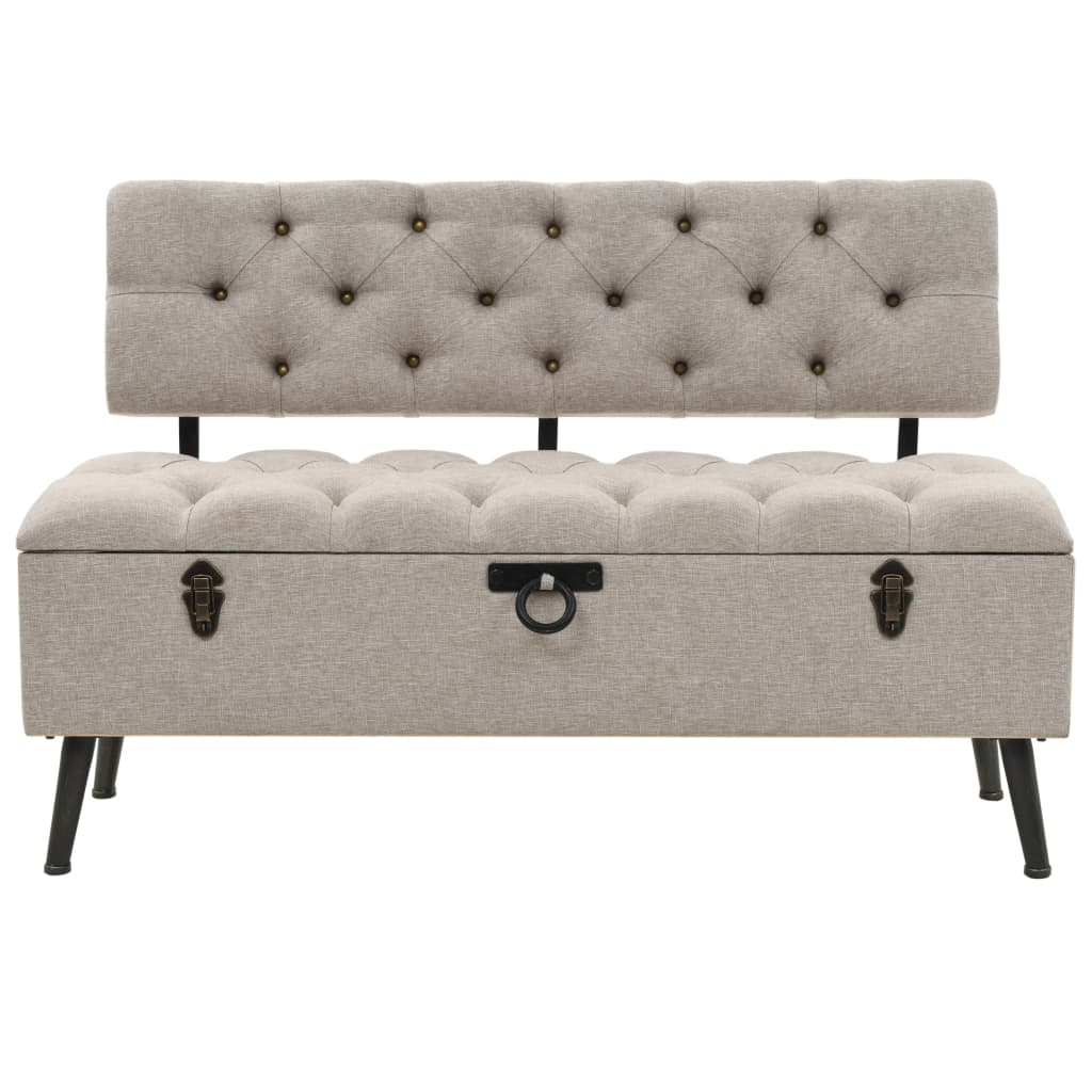 Opbergbank met rugleuning 110 cm stof crèmekleurig is nu te koop bij PeponiXL, paradijselijk wonen!