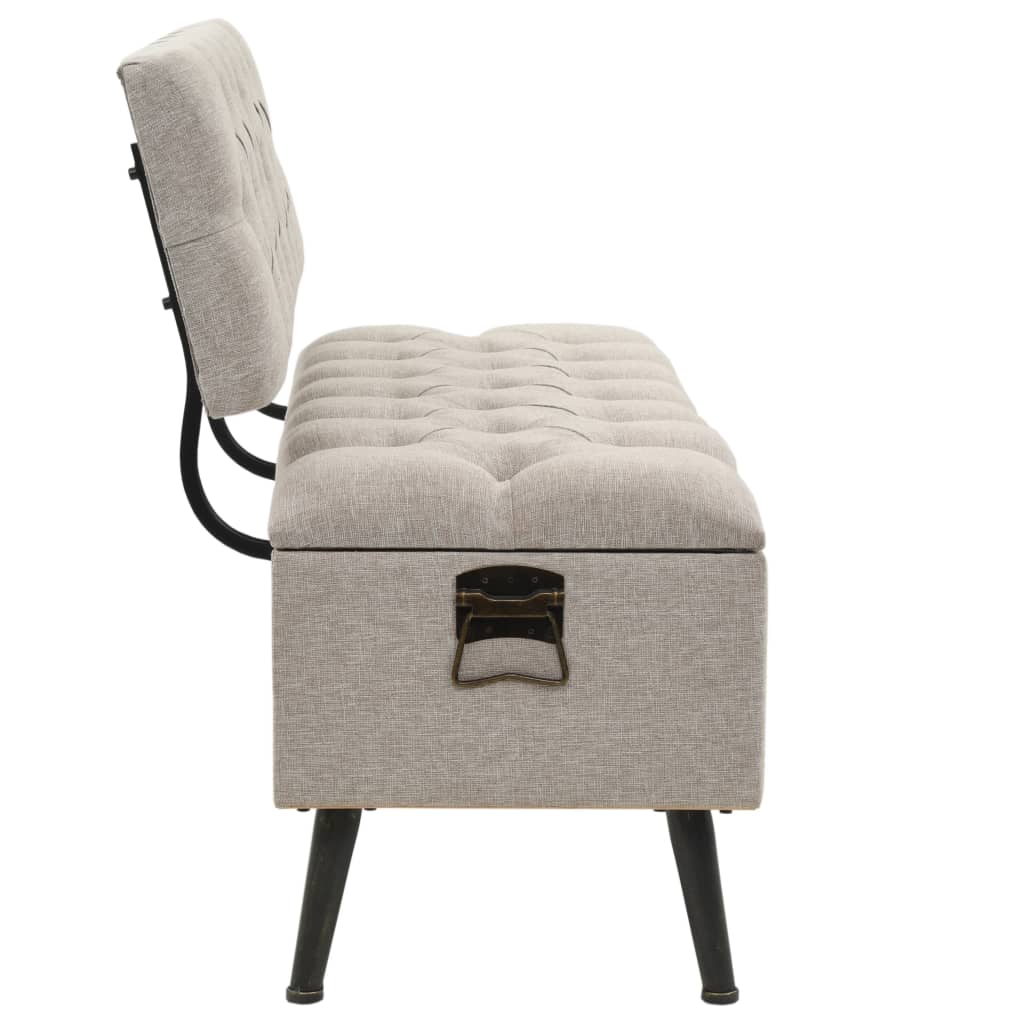 Opbergbank met rugleuning 110 cm stof crèmekleurig is nu te koop bij PeponiXL, paradijselijk wonen!