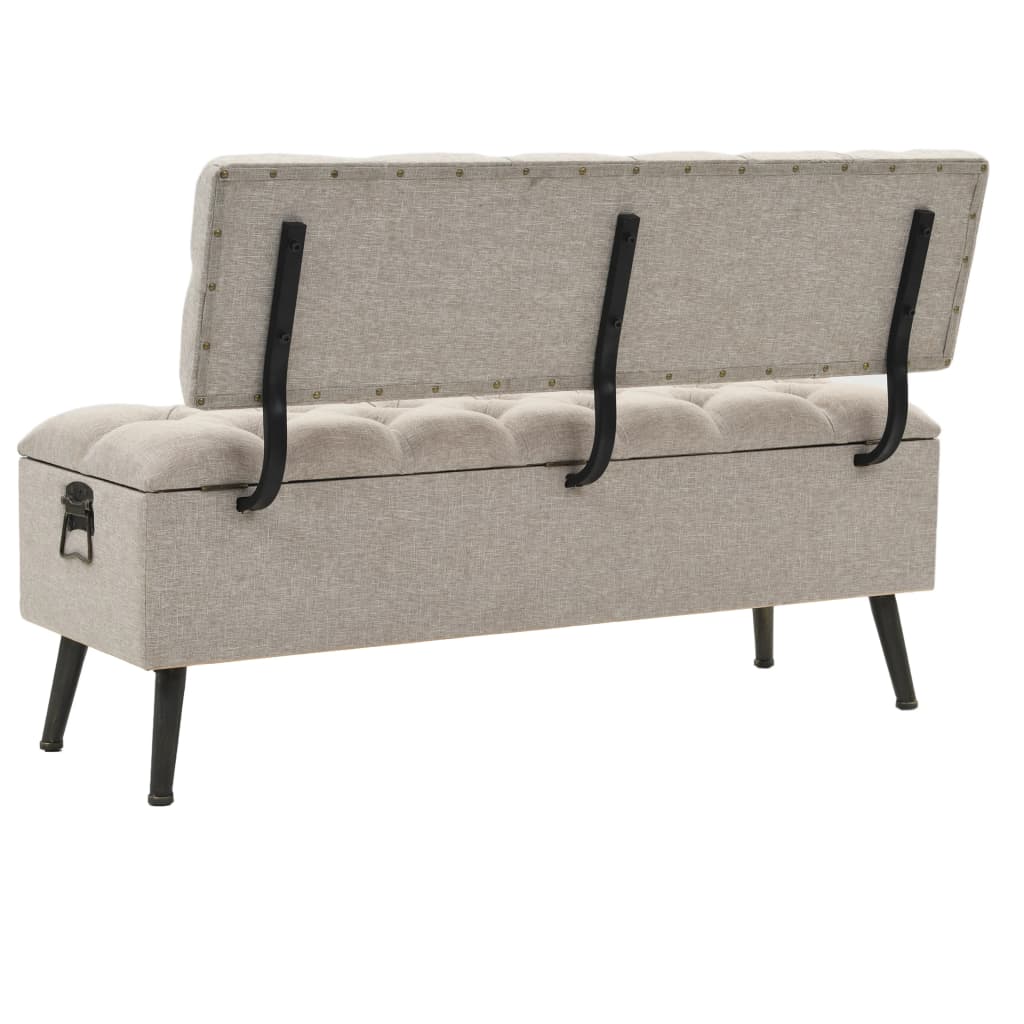 Opbergbank met rugleuning 110 cm stof crèmekleurig is nu te koop bij PeponiXL, paradijselijk wonen!